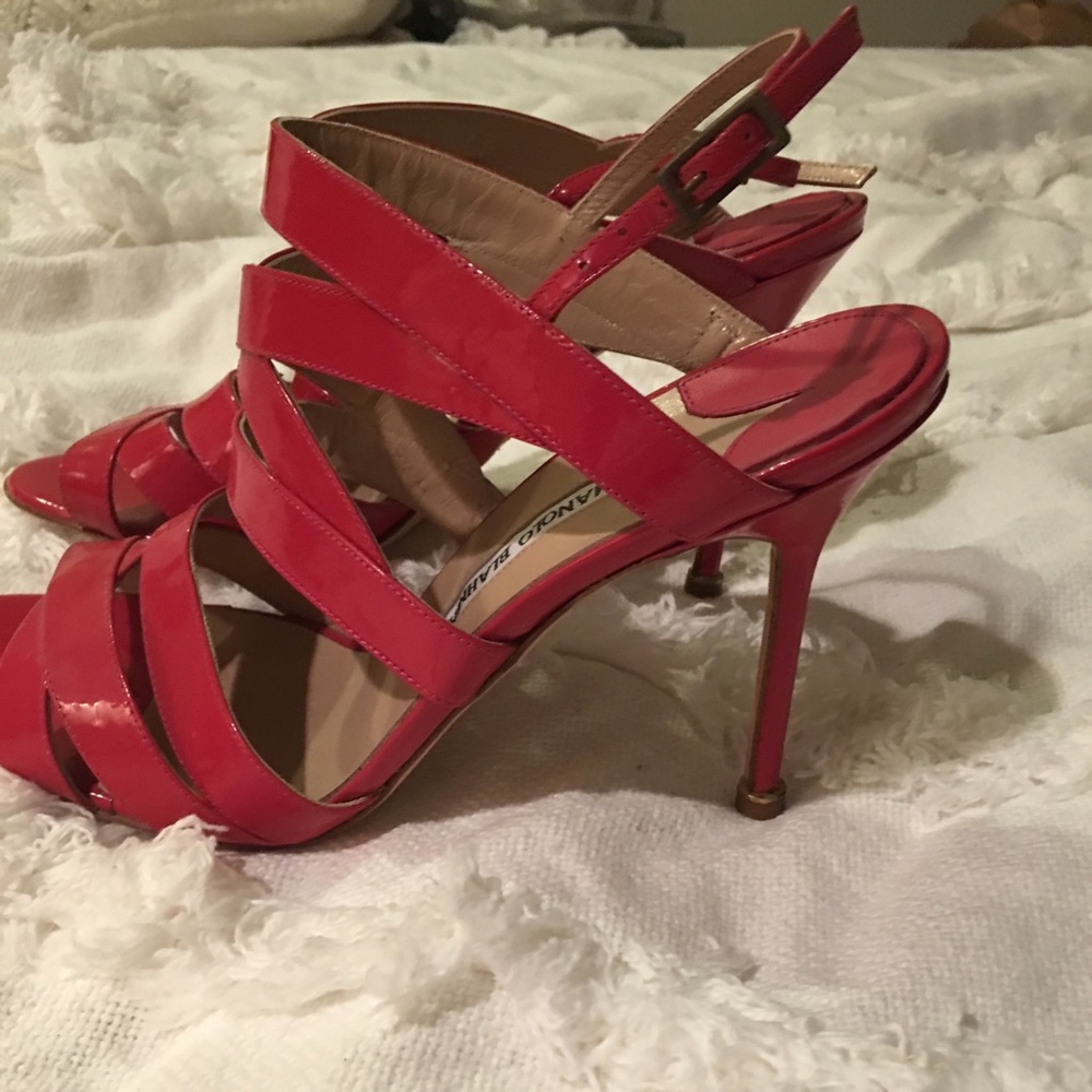 Manila Blahnik Rose Color Strappy Sandal Size 41